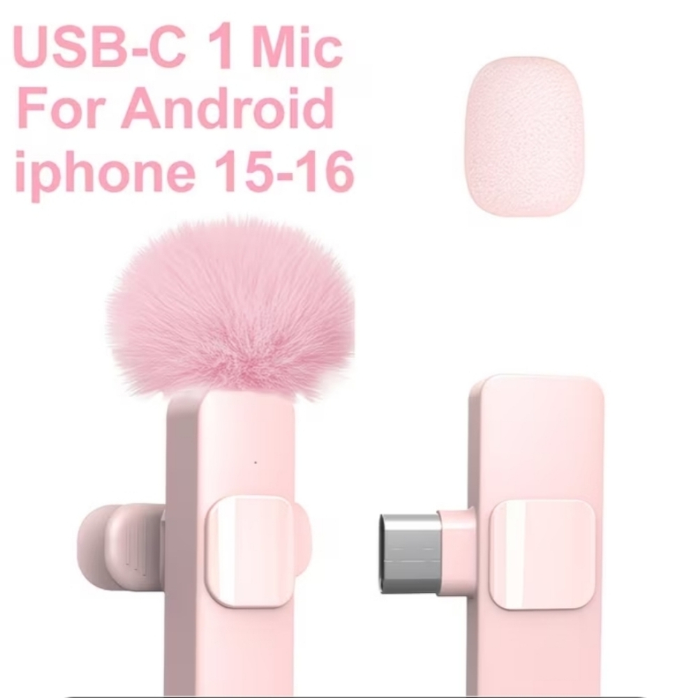Pink USB-C Microphone for Android and iPhone